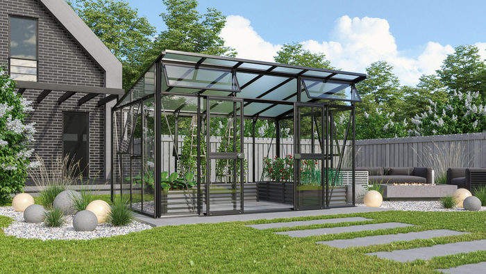 Växthus Aphrodite 11500 Svart Glas/Poly 11,5 m² Vitavia